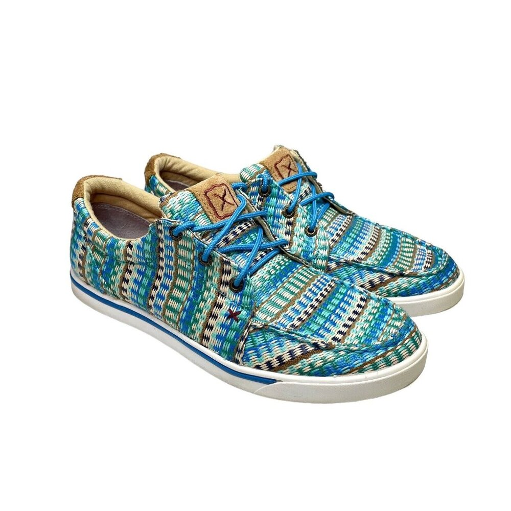 Twisted X "KICKS" Multi-Colored Blue Lace Loafers Sneakers WCA0027  Size 9